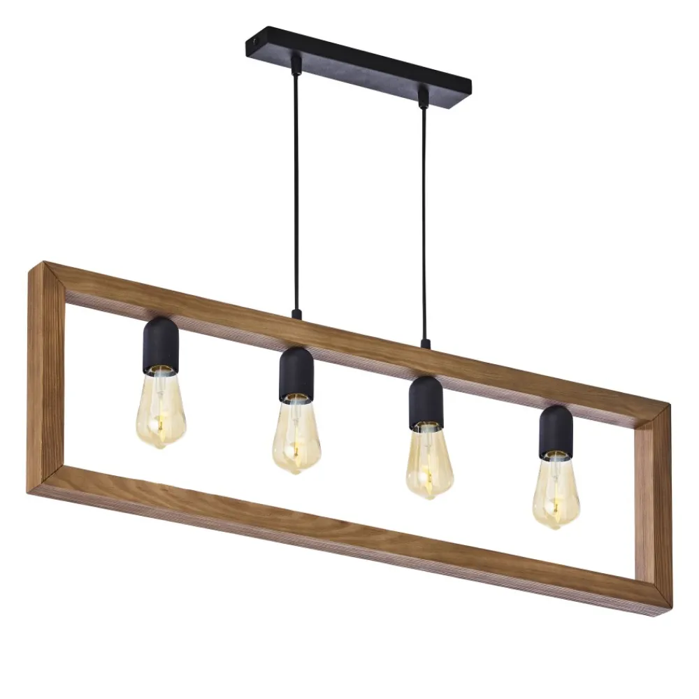 Lampa Wisząca METRO Brązowy Drewno Loft 4xE27 * TK Lighting