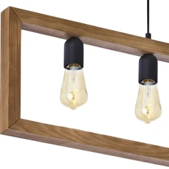 Lampa Wisząca METRO Brązowy Drewno Loft 4xE27 * TK Lighting