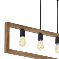 Lampa Wisząca METRO Brązowy Drewno Loft 4xE27 * TK Lighting