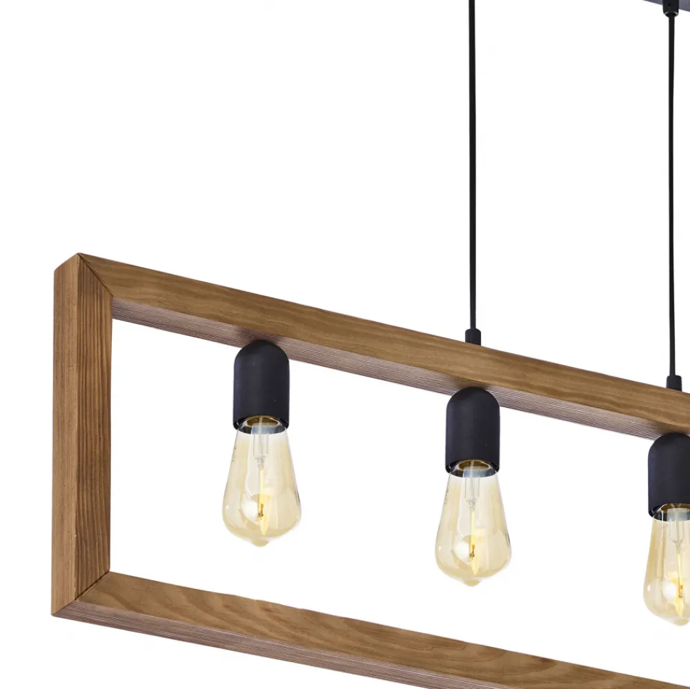 Lampa Wisząca METRO Brązowy Drewno Loft 4xE27 * TK Lighting