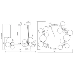 Lampa Wisząca MILA Czarny Szklane Klosze 14xG9 76cm * Eko-light Outlet