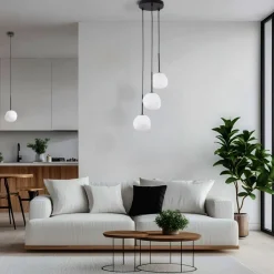 Lampa wisząca MISTY czarna klosz biały 3xG9 * TK Lighting Sale