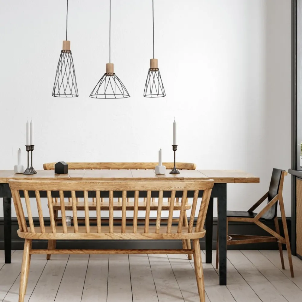 Lampa wisząca MODESTO WOOD czarna sosna 3xGU10 * TK Lighting Hot