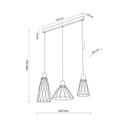 Lampa wisząca MODESTO WOOD czarna sosna 3xGU10 * TK Lighting Hot