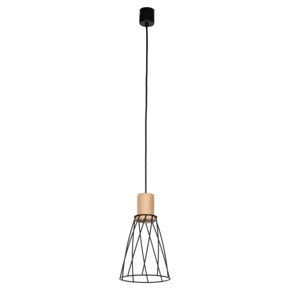 Lampa wisząca MODESTO WOOD czarna sosna 1xGU10 16 cm * TK Lighting Best