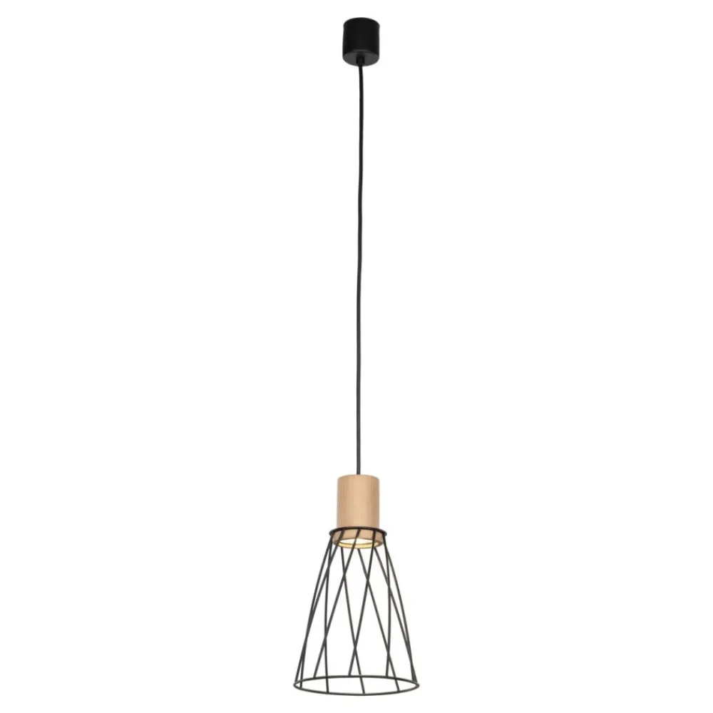 Lampa wisząca MODESTO WOOD czarna sosna 1xGU10 16 cm * TK Lighting Best