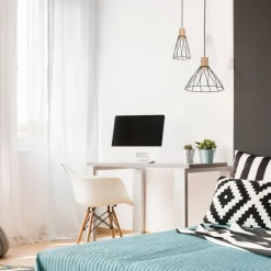 Lampa wisząca MODESTO WOOD czarna sosna 1xGU10 16 cm * TK Lighting Best