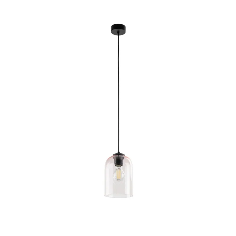 Lampa wisząca MOLLY czarna klosz różowy 1xE27 * TK Lighting New