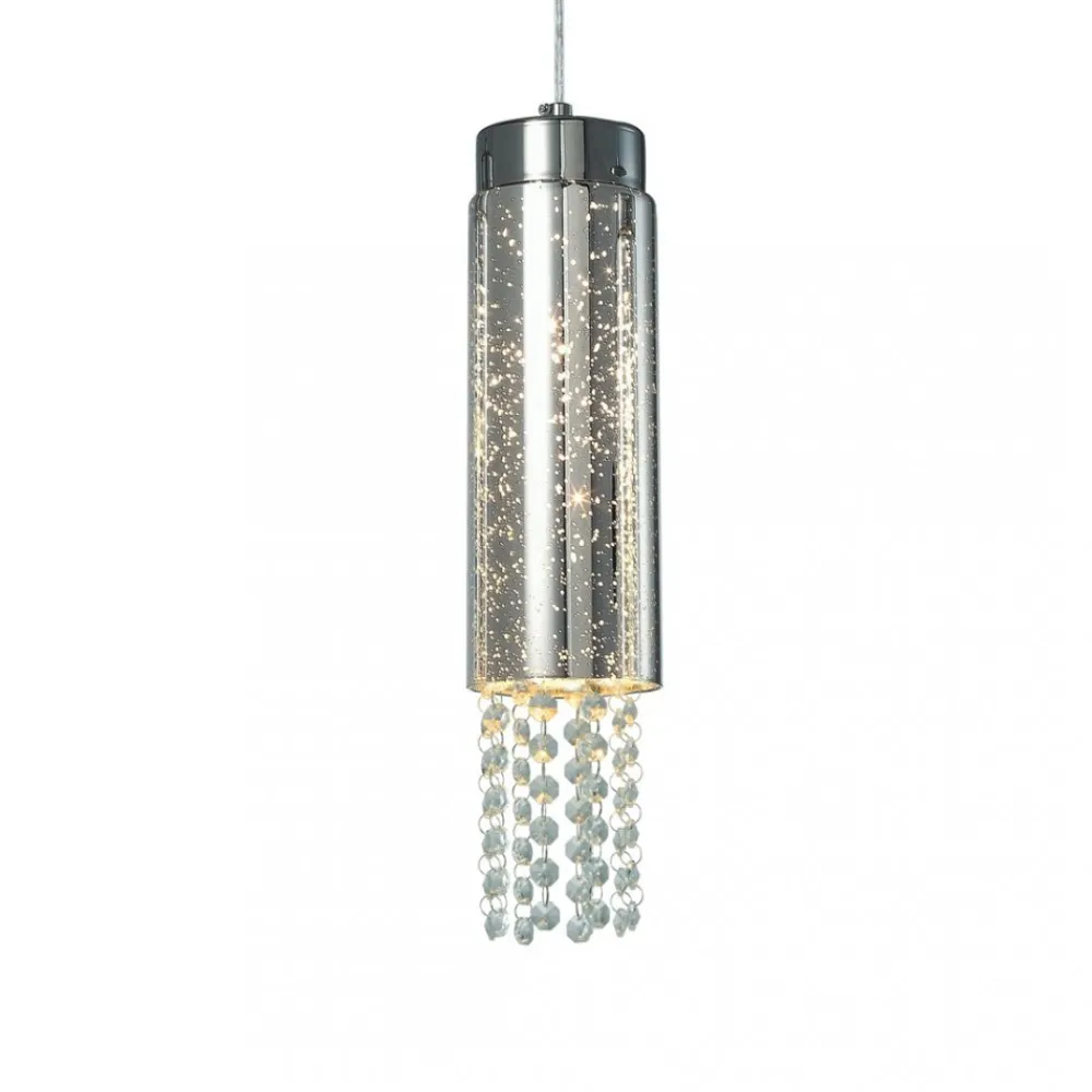 Lampa Wisząca MOONLIGHT Srebrny Szklany Klosz Kryształy 1xE14 10cm * Eko-light Discount