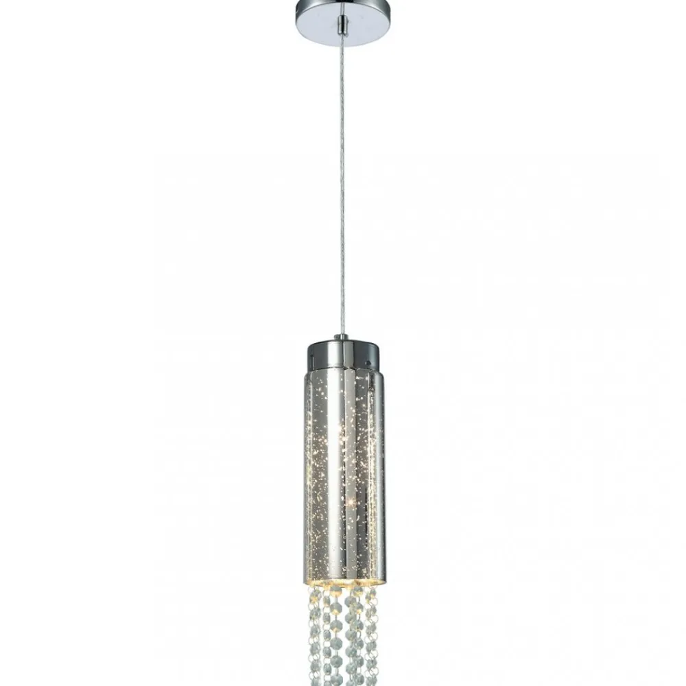 Lampa Wisząca MOONLIGHT Srebrny Szklany Klosz Kryształy 1xE14 10cm * Eko-light Discount