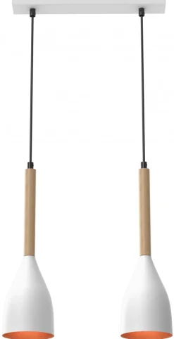 Lampa Wisząca MUZA Biały Brązowy Metalowy Klosz 2xE27