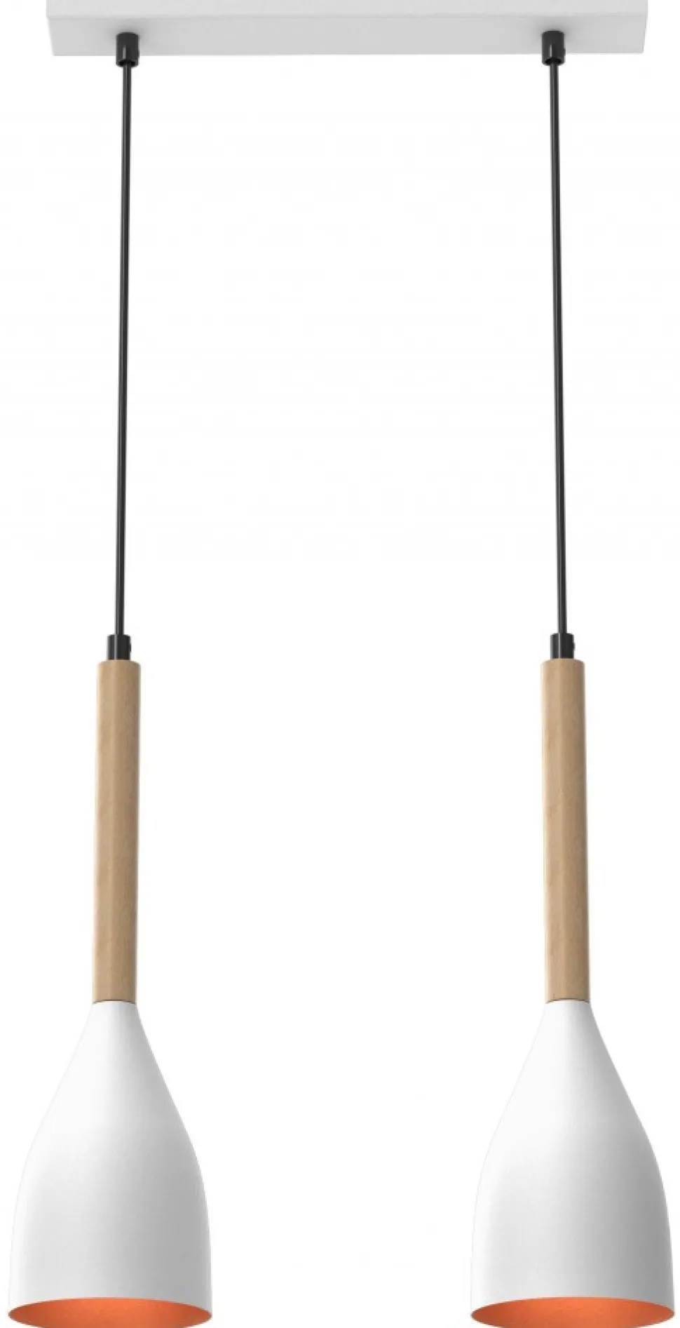 Lampa Wisząca MUZA Biały Brązowy Metalowy Klosz 2xE27