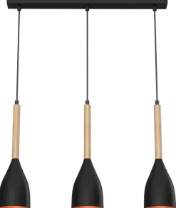Lampa Wisząca MUZA Czarny Brązowy Złoty Metalowy Klosz 3xE27 * Luminex Hot