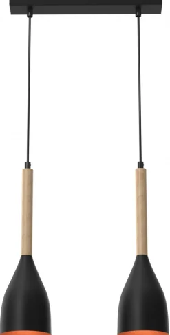 Lampa Wisząca MUZA Czarny Brązowy Złoty Metalowy Klosz 2xE27