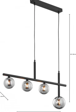 Lampa Wisząca NEPTUN Czarny Szklane Klosze 3xG9 * Jupiter Discount