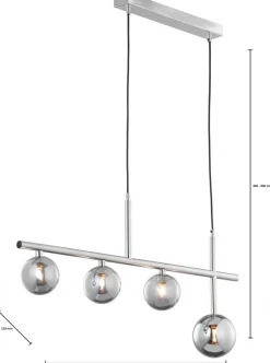 Lampa Wisząca NEPTUN Srebrny Szklane Klosze 3xG9 * Jupiter Outlet