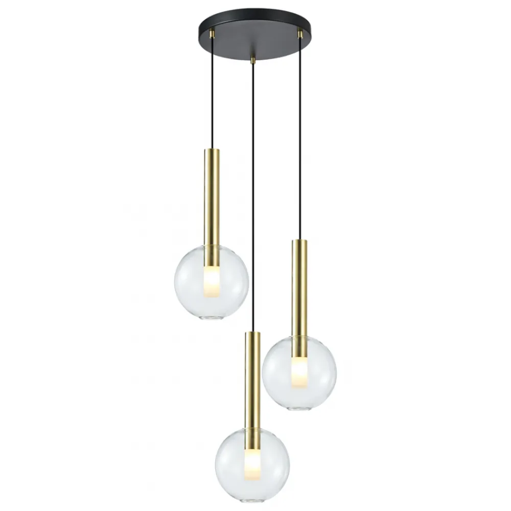 Lampa Wisząca NIKO Złoty Transparentny Szklane Klosze 3xG9 * Eko-light Online