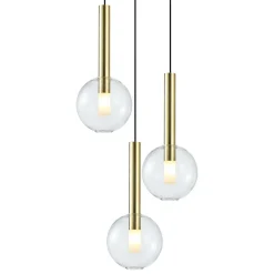 Lampa Wisząca NIKO Złoty Transparentny Szklane Klosze 3xG9 * Eko-light Online