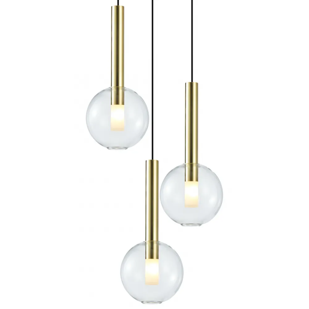 Lampa Wisząca NIKO Złoty Transparentny Szklane Klosze 3xG9 * Eko-light Online
