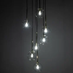 Lampa Wisząca NILOS Czarny Złoty Szklane Klosze 7xG9 * TK Lighting Discount