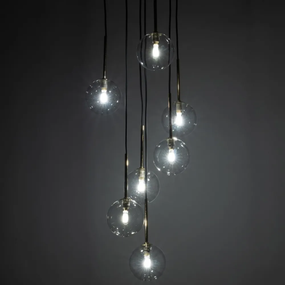 Lampa Wisząca NILOS Czarny Złoty Szklane Klosze 7xG9 * TK Lighting Discount