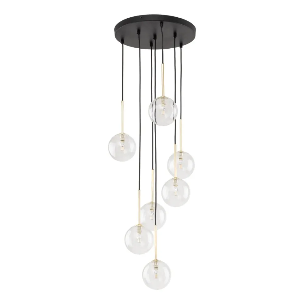 Lampa Wisząca NILOS Czarny Złoty Szklane Klosze 7xG9 * TK Lighting Discount