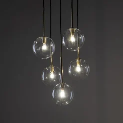 Lampa Wisząca NILOS Czarny Złoty Szklane Klosze 5xG9 * TK Lighting Hot