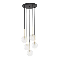 Lampa Wisząca NILOS Czarny Złoty Szklane Klosze 5xG9 * TK Lighting Hot