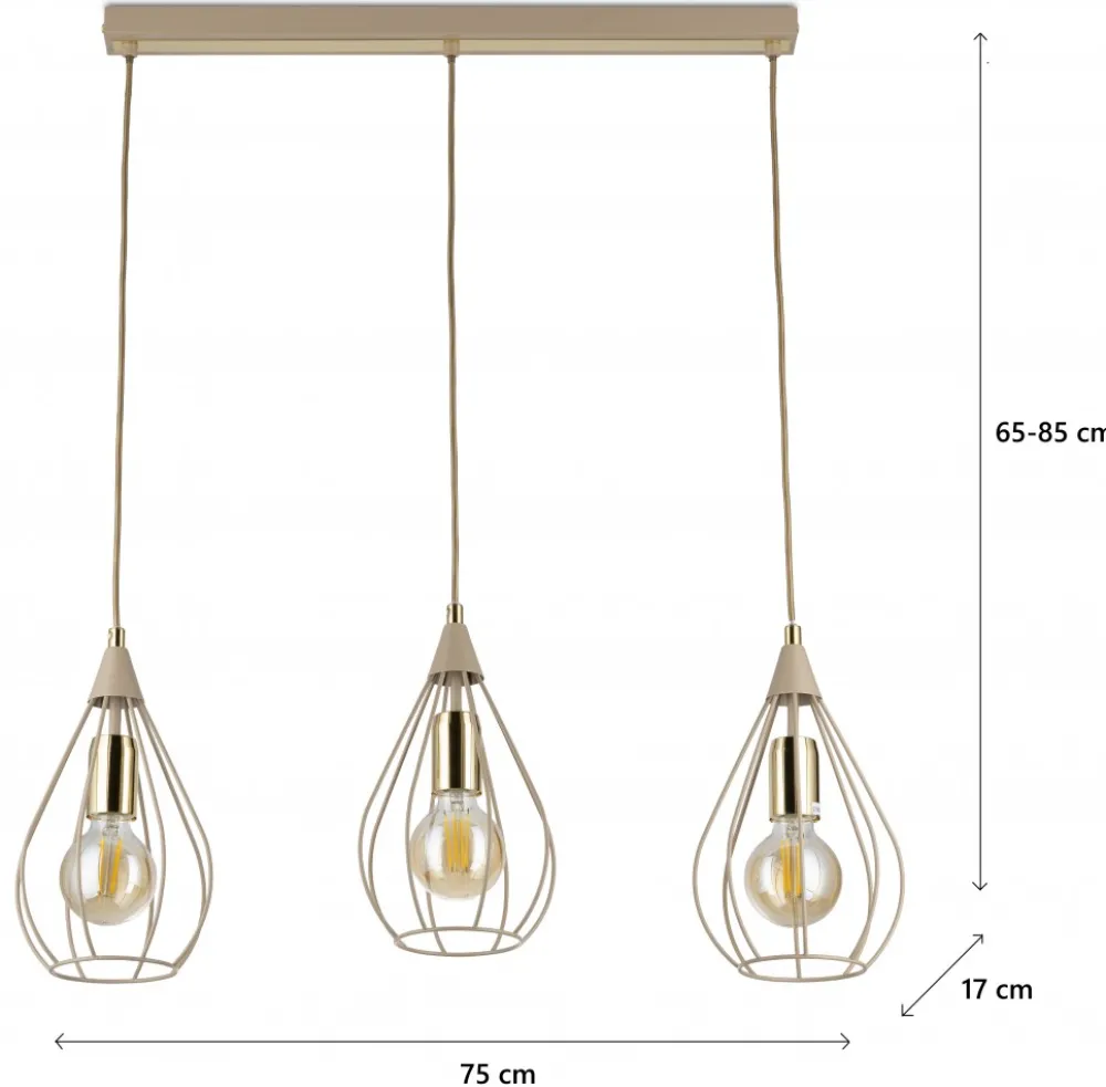Lampa Wisząca Noa Beżowa 3xE27 75 cm * HowHomely Clearance