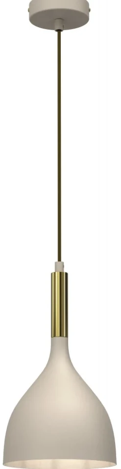 Lampa Wisząca NOAK Beżowy Złoty Metalowy Klosz 1xE27
