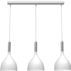 Lampa Wisząca NOAK Biały Srebrny Metalowy Klosz 3xE27 * Luminex