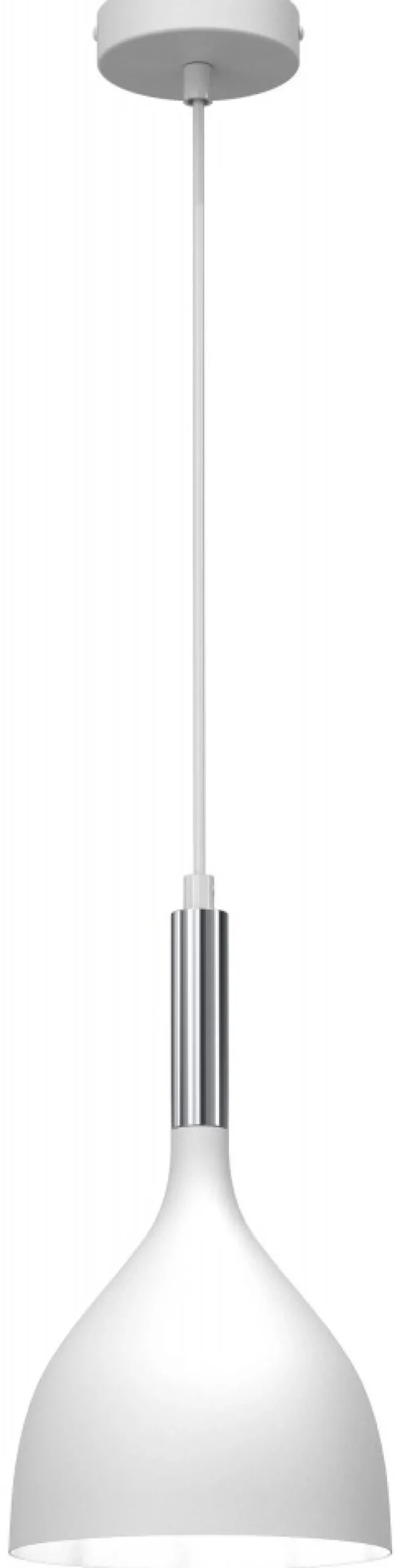 Lampa Wisząca NOAK Biały Srebrny Metalowy Klosz 1xE27