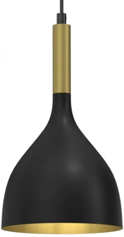 Lampa Wisząca NOAK Czarny Złoty Metalowy Klosz 1xE27