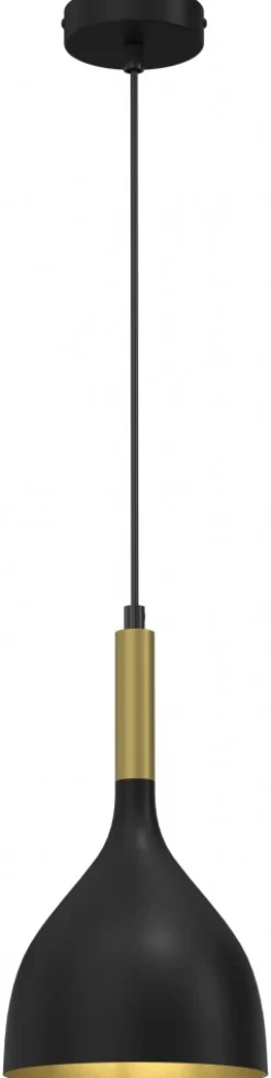 Lampa Wisząca NOAK Czarny Złoty Metalowy Klosz 1xE27