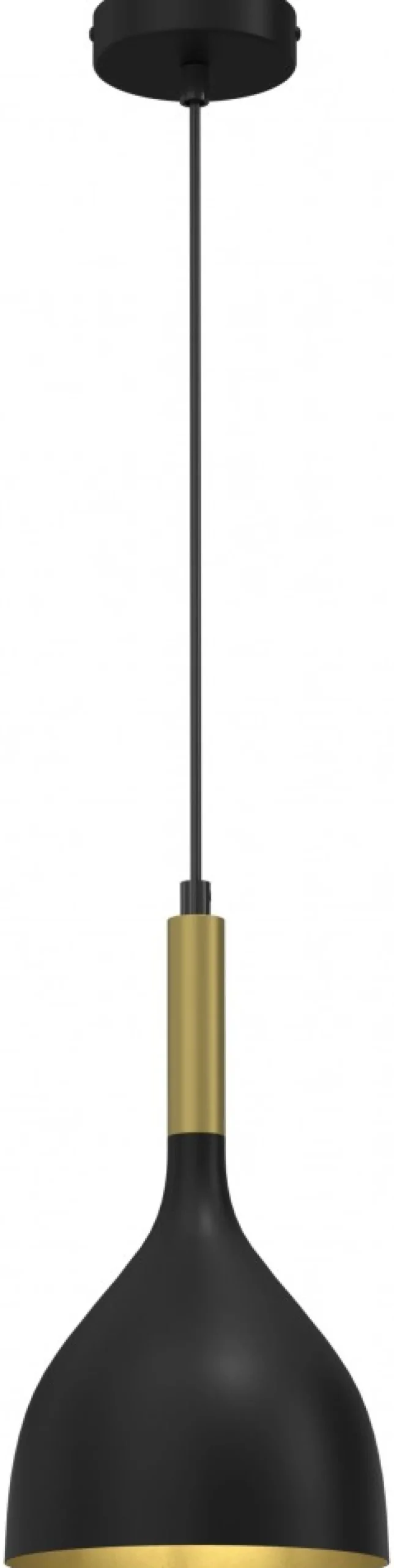 Lampa Wisząca NOAK Czarny Złoty Metalowy Klosz 1xE27