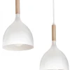 Lampa Wisząca NOAK WOOD Biały Brązowy Metalowy Klosz 5xE27 * Luminex Hot