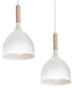 Lampa Wisząca NOAK WOOD Biały Brązowy Metalowy Klosz 5xE27 * Luminex Hot