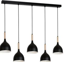 Lampa Wisząca NOAK WOOD Czarny Brązowy Metalowy Klosz 5xE27 J * Luminex Outlet