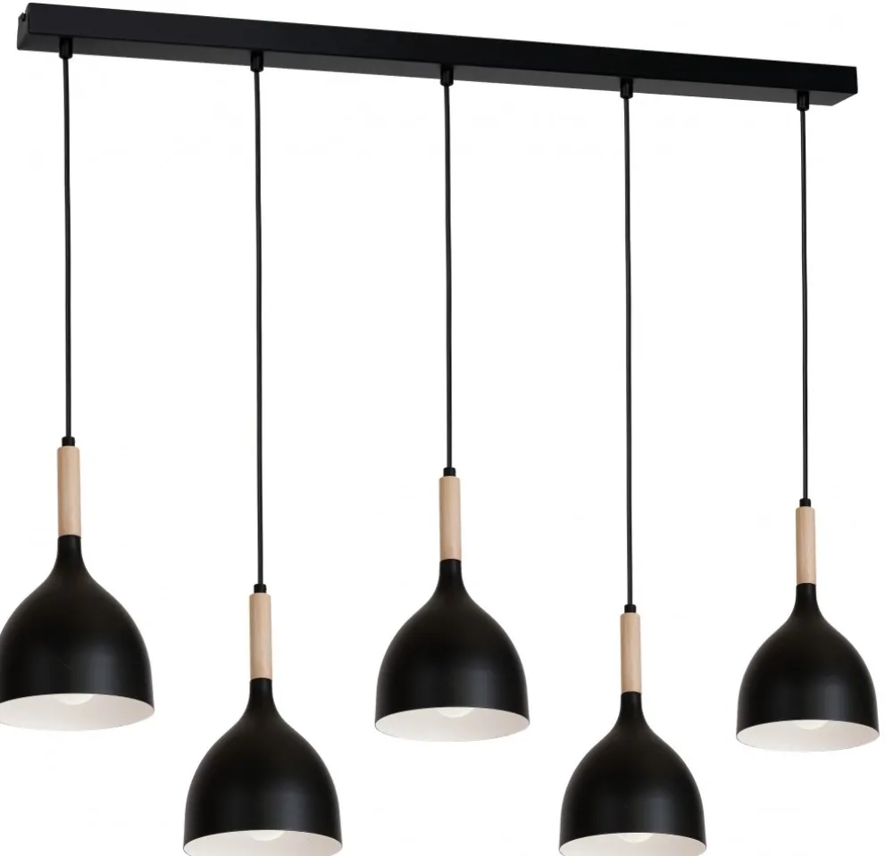 Lampa Wisząca NOAK WOOD Czarny Brązowy Metalowy Klosz 5xE27 J * Luminex Outlet