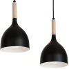 Lampa Wisząca NOAK WOOD Czarny Brązowy Metalowy Klosz 4xE27 J * Luminex Hot