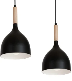 Lampa Wisząca NOAK WOOD Czarny Brązowy Metalowy Klosz 4xE27 J * Luminex Hot