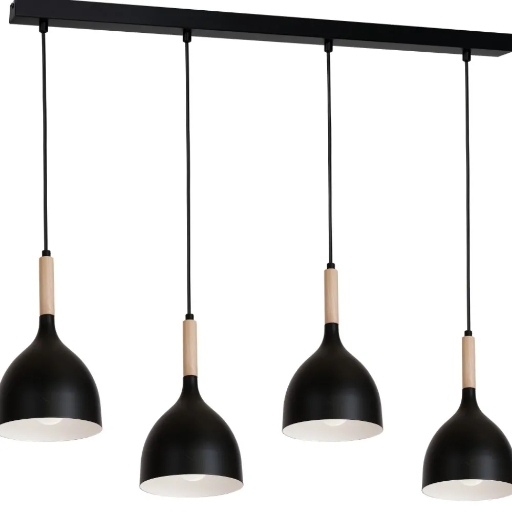 Lampa Wisząca NOAK WOOD Czarny Brązowy Metalowy Klosz 4xE27 J * Luminex Hot