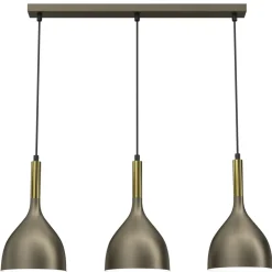 Lampa Wisząca NOAK Złoty Szary Metalowy Klosz 3xE27 * Luminex Outlet