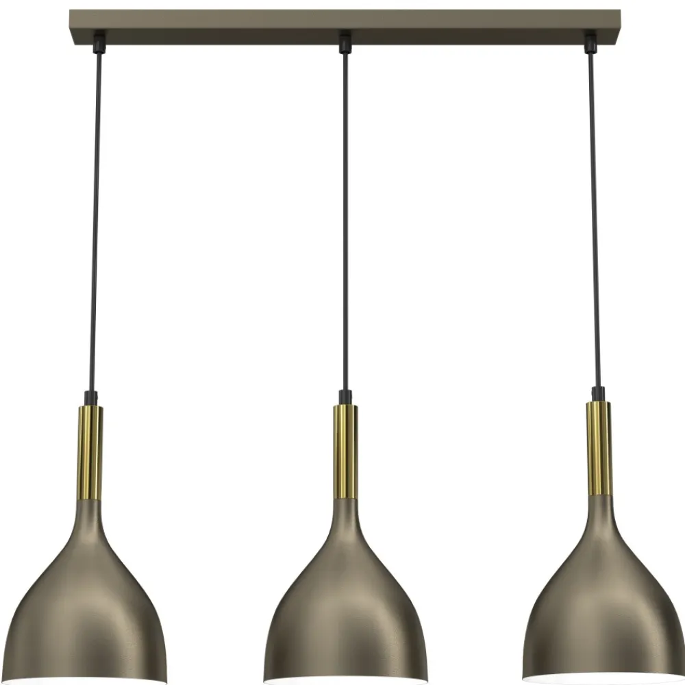 Lampa Wisząca NOAK Złoty Szary Metalowy Klosz 3xE27 * Luminex Outlet