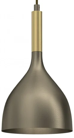 Lampa Wisząca NOAK Złoty Szary Metalowy Klosz 1xE27
