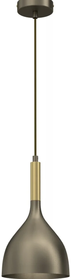 Lampa Wisząca NOAK Złoty Szary Metalowy Klosz 1xE27