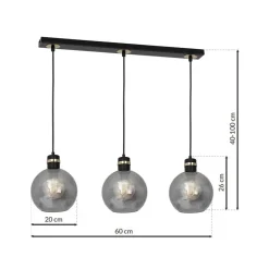 Lampa wisząca OMEGA czarna/złota 3xE27 * Eko-light