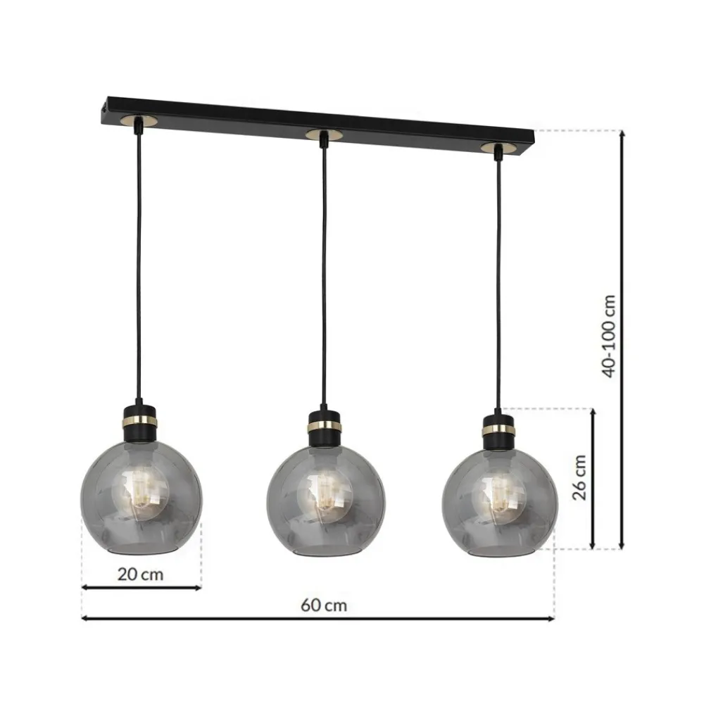 Lampa wisząca OMEGA czarna/złota 3xE27 * Eko-light