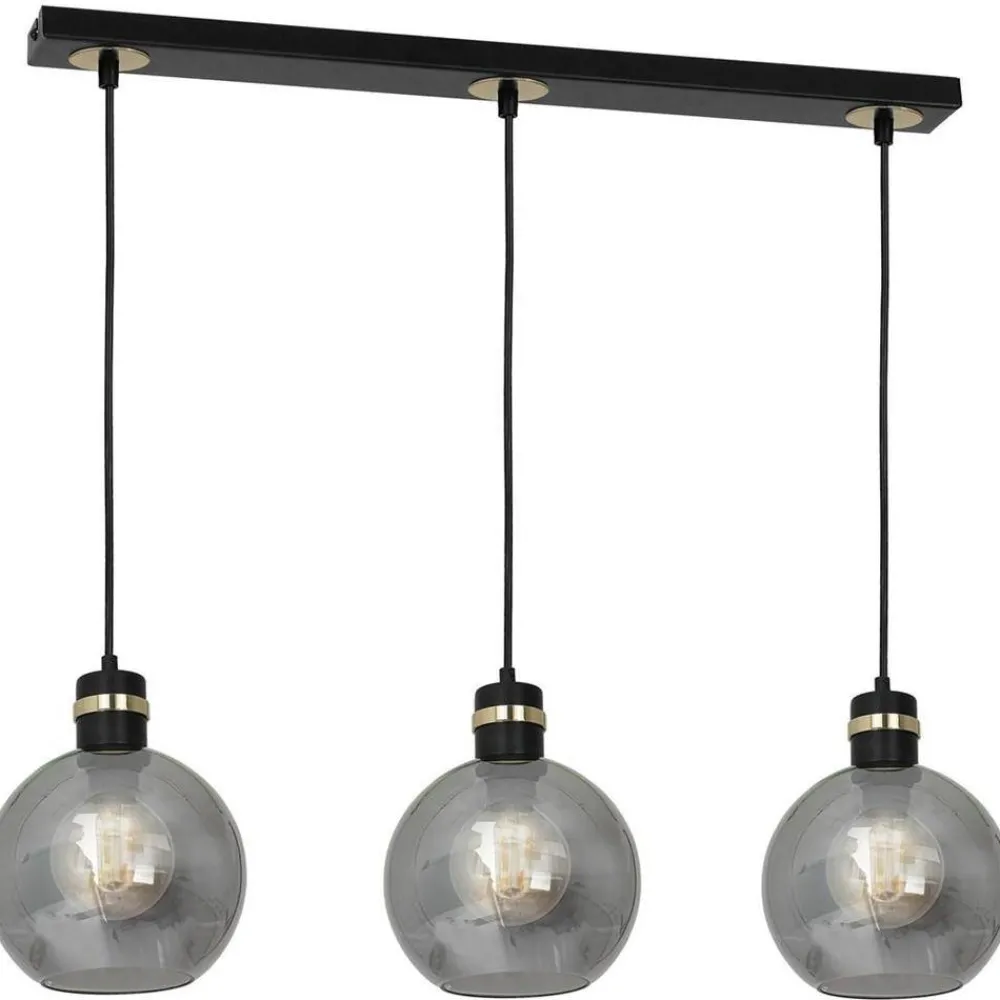 Lampa wisząca OMEGA czarna/złota 3xE27 * Eko-light