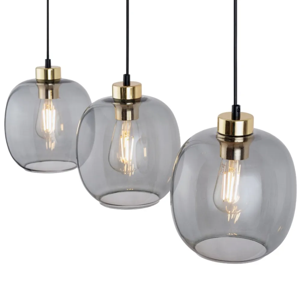 Lampa Wisząca OMEGA Czarny Złoty Szklane Klosze 3xE27 * TK Lighting New